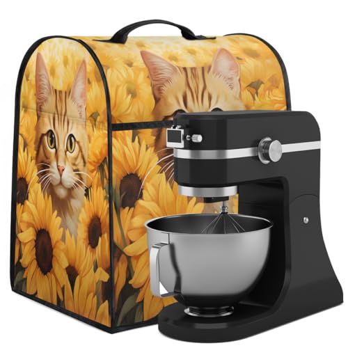 Coffee Maker Cover Cute Sunflower Cat Kitchen Appliance Covers Small Appliance Covers Blender Cover Juicer Cover Dust Covers for Kitchen Appliances with Top Handle and Pockets,Washable,B629