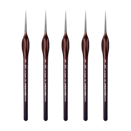Image of XDT#729 Artist Micro Detail Paint Brush, Small Detail Painting Brushes 5 Piece #00000 Set，Acrylic Watercolor Oil, Fine Detailing Painting, Art, Scale Models