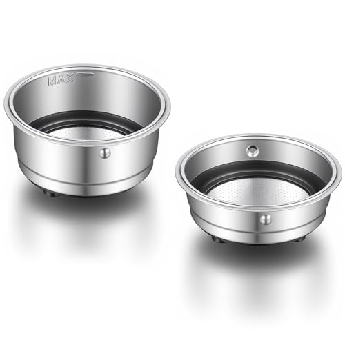 2 Pcs 51mm Portafilter Basket Espresso Basket Stainless Steel Coffee Filter Pressurized Coffee Filter Cups Compatible with 51mm Portafilter Machines for Home Office Machine Serving