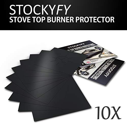 Stove Burner Covers- Reusable Gas Range Protectors, StoveTop Liners With 0.2mm Double Thickness, Non-Stick, Heat Resistant.Size 10.6" x 10.6", BPA & PFOA free (10 Pack)