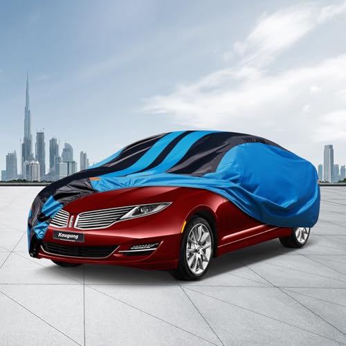 Image of Kaugung Car Cover Waterproof Custom Fit Lincoln MKZ (2006-2023), Full Exterior Cover for Automobiles Lightweight Resistant Outdoor Sun UV Rain Dust Snow Wind Protection, Blue