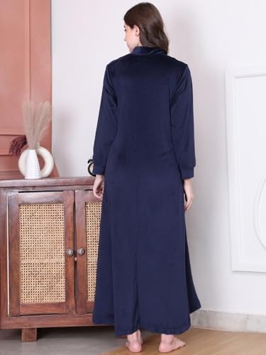 Image of Secret Wish Solid Velvet Maternity Nighty Full Length