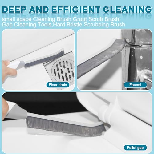 Image of Thin Cleaning Brush Set - Gap Cleaning Tools, Multi-Purpose Hard Bristle Grout Scrub Brushes & Grout Cleaner Brush for Deep Scrubbing in Kitchen, Bathroom, Toilet, Sink Gap