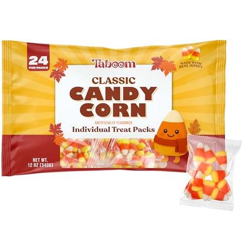 Candy Corn Individual Packets 24 Count Treat Size Bags, Classic Tri-Color Wrapped Candy for Trick or Treats, Fall Party Favors, Classrooms, and Autumn Snack Packs