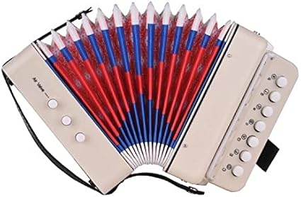 HENGSEN Acordeón con 10 Botones, Instrumento Musical Hecho De Material De ABS, para Niños Y Niñas, Beige