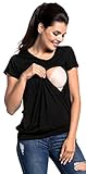 Nuestra modelo mide 1,73 m. Zeta Ville - Premamá Top de Lactancia Efecto 2 en 1 Capas t-Shirt - Mujer - 436c (Negro, 40-42, L)