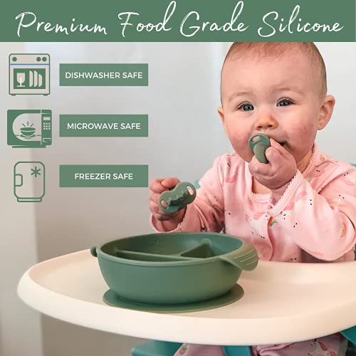 Baby Bliss Silicone Baby Bowl With Fork And Spoon - Strong Suction Baby Bowl - Food Grade And Bpa-Free Toddler Plates - First Stage Baby Feeding Supplies - Baby Weaning Essentials #TOP3