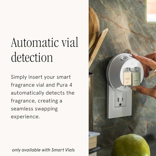 Pura 4 Smart Home Fragrance Device Starter Set - Scent Diffuser for Home- Linens & Surf, Lavender Fields, White Tea No. 1, Yuzu Citron Scent - Thumbnail 5