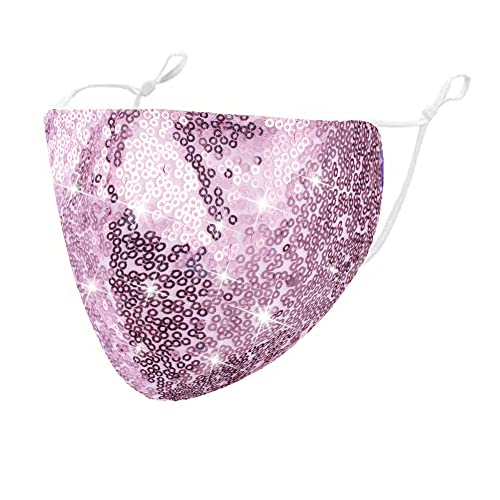 Image of Sparkly Sequin Face Cover Glitter Cotton Sequins Masc Masquerade Face Covering (B)