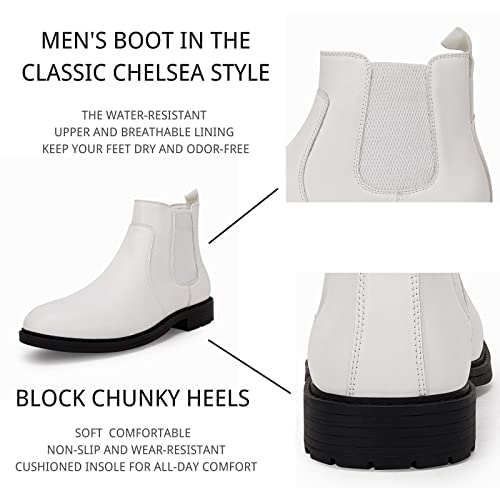Men's Ankle Boots Chelsea Round Toe Slip on Waterproof Faux Leather Classic Dress Booties for Men3
