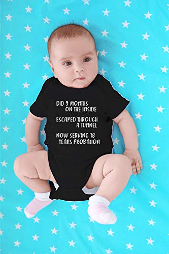 Cbtwear Did 9 Month, Escaped Through A Tunnel, Now Serving 18 Years - Sarcastic Gifts - Cute Infant One-Piece Baby Bodysuit (Newborn, Black) #TOP3