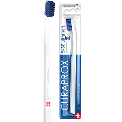 Curaprox Zahnbürste CS 5460 Ultra Soft - Handzahnbürste für Erwachsene mit 5460 Ultra Soft CUREN Borsten - Weiß-Blau