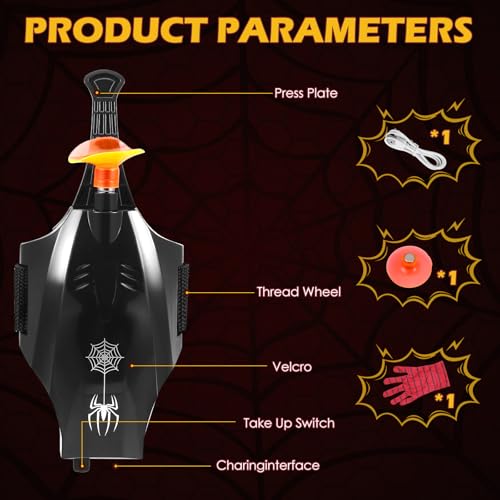 Towwoo Spider Web Shooter, Launcher Handschuh Spider Cosplay Handschuh 3m Launcher Handgelenk Spielzeug Set Elektrischer Automatische Kabelwicklung (Upgrade)