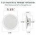 LENKRAD 5.25 Inch Marine Speakers - 2 Way Waterproof Low Profile Slim Style Boat Ceiling Speakers with 160 Watts Power, White 5.25” Dual Full Range Speakers for Car RV Motorcycle - 1 Pair