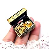 Miniature Treasure Chest Set – 1:12 Scale Dollhouse Accessories with Gold Bars & Coins, DIY Mini Treasure Props for Fairy Garden, Model Scenes, Crafts & Tabletop Décor