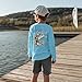 Palmyth Boys Fishing Shirt Youth Long Sleeve T-Shirt Sun Protection UPF 50+ Quick Dry (Ice Blue/Bass, S)