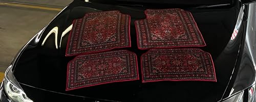 Image of CHIRON Premium Oriental Rug Look Floor Mat for Seltos (2026-Onwards) Custom Fitted, Luxury Foot Mats Compatible with Kia Seltos (2026-Onwards), Set of 5 Pcs, Washable, Classic RED