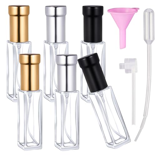 6 Pack Refillable Glass Perfume Travel Spray Bottles