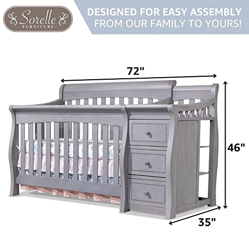 Sorelle Furniture Princeton Elite Crib And Changer Classic -In- Convertible Diaper Changing Table Made Of Pine Wood Non-Toxic Wooden Baby Bed Toddler Childs Daybed Full-Size Nursery - Weathered Grey #TOP3