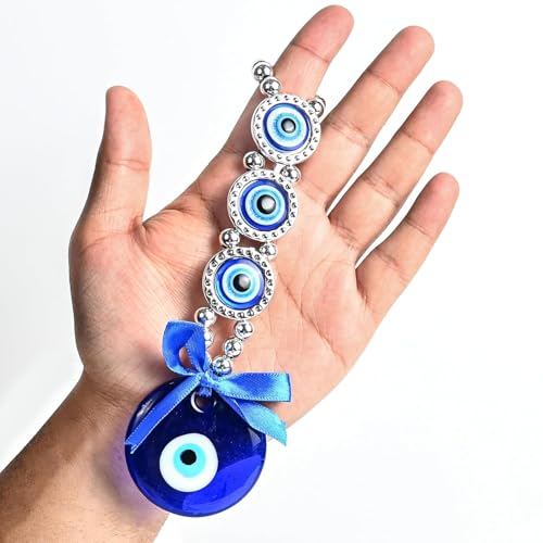 Image of ZAICUS Evil Eye Nazar Battu Hanging Ornament for Home Protection | 3-Circle Amulet for Office Entrance | Shields Against Negative Energy