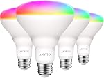 ANWIO Ampoule lumineuse intelligente BR30 RGB Changement de couleur LED WiFi Ampoules de lumière multicolores dimmables E26 Base, Compatible avec Alexa, Google Assistant, Pas de Hub requis, 650 Lumen 8.5W (60W Équivalent) paquet de 4
