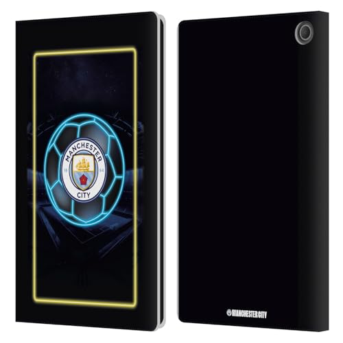 Manchester City protection cuir Amazon Fire Max 11 étui portefeuille logo néon FC