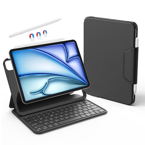 accrosoo Keyboard Case for 11-10.9 inch iPad Air M3/M2, Air 5/4 th, Pro (M4/4/3/2/1 Gen) Ultra-Light Premium Leather Protective