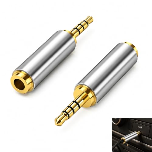 Cfanibo 2 Pièces Adaptateur Audio 2.5mm Mâle vers 3.5 mm Femelle Stéréo, 2.5mm vers 3.5mm Adaptateur de Prise Casque, Convertisseur Audio Plaqué Or pour Casque Écouteur Microphone et Appareils HiFi