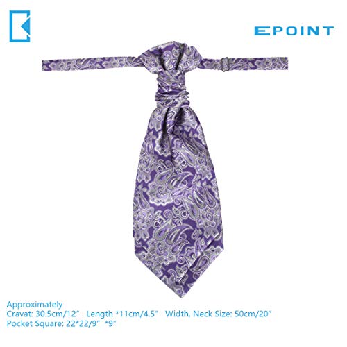 Epoint Ascot Cravat Tie For Men Purple Pretied Cravat Tie Handkerchiefs Set Pure Silk Pattern Clip-On Adjustable Christmas Fashion C.b.aq.r.021 Indigo,Whitesmoke,Light Gray #TOP1