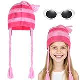 Ausejopeac Halloween Pink Striped Beanie Hat Knitted Hat Halloween Costume for Girls