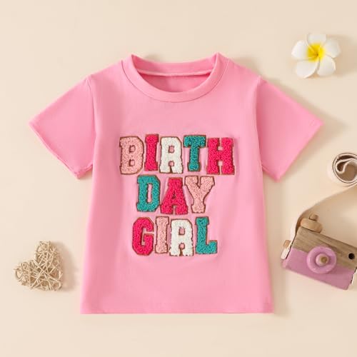 Birthday Girl Print Embroidery Tshirts Tops Little Princess Birthday Outfit Clothes Kids Summer Tees Shirt2