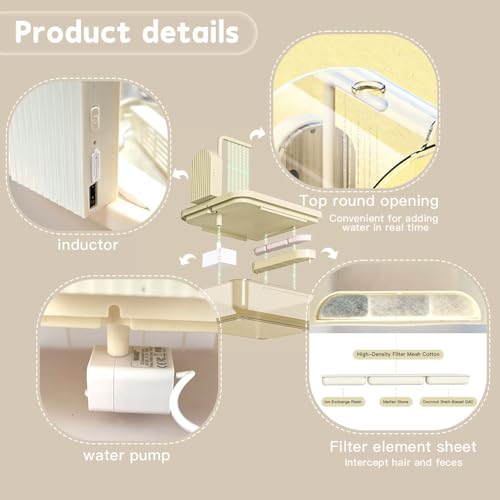 Image of Smart Automatic Bird Bath for Cage with Auto-Sensing Rainfall, Hanging Water Circulation Bird Shower for Parrot Parakeet Budgie Cockatiel, Large Tank 2-5 Day Refill, 4-Layer Filter