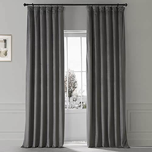Image of HPD Half Price Drapes Signature Plush Velvet Blackout Curtains for Bedroom (1 Panel), 50W X 84L Hotel Black Out Curtains for Living Room, Thermal Insulated Blackout Curtains, Nightlife Grey