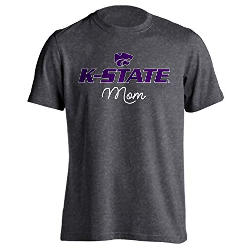 Sport Your Gear Kansas State Wildcats Proud Parent Mom T-Shirt - (Charcoal Heather, L)