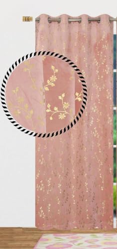 Image of Velvet Room Darkening Window Curtain 5 Feet, Golden Foil Print
