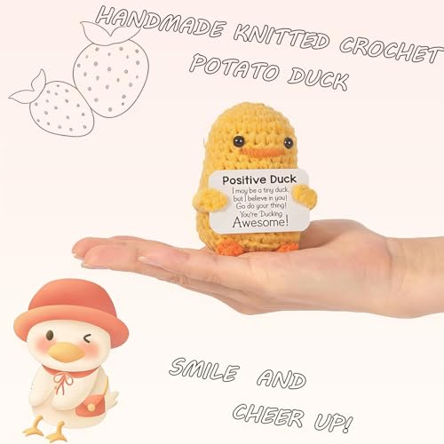 Image of Crochet Toys, Handmade Crochet Duck Doll, Soft Toy for Emotional Support, Cute Crochet Gift for Women, Teens, Friends, Desk Decor, Travel Companion, Yellow