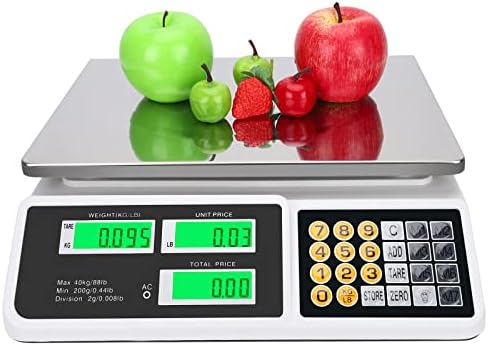 Digital Commercial Price Scale 88lb/40kg Price Computing Scale, Food Produce Counting Weight Scale with Dual LCD Display for Farmers Market, Retail Outlets, Meat Shop, Deli