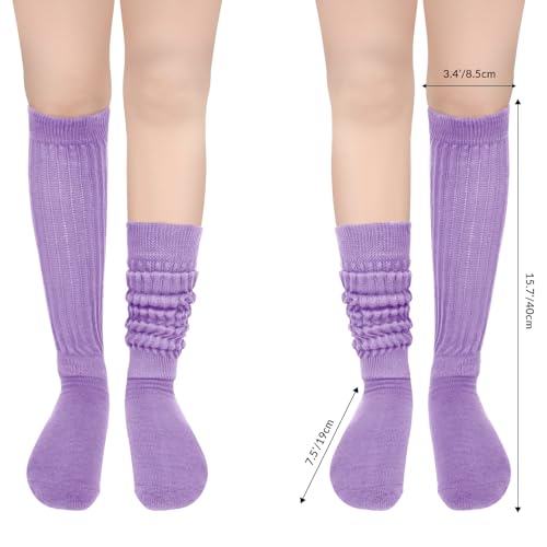 Image of Violet Mist women slouch socks thick colored knee high scrunch socks long stacked sock boot 80s 90s Novetly