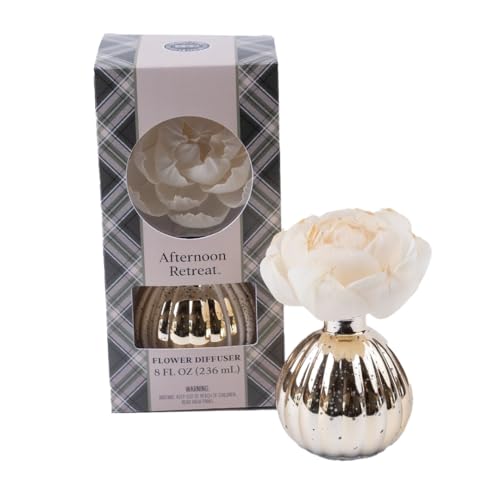 Bridgewater Candle Afternoon Retreat Flower Diffuser | Outdoors Woodsy Scented Diffuser | Metallic Decorative Air Freshener for Home | 8 oz | 60 Day Lifespan