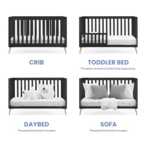 Image of Delta Children Essex 4-in-1 Convertible Baby Crib, Ebony with Natural Legs