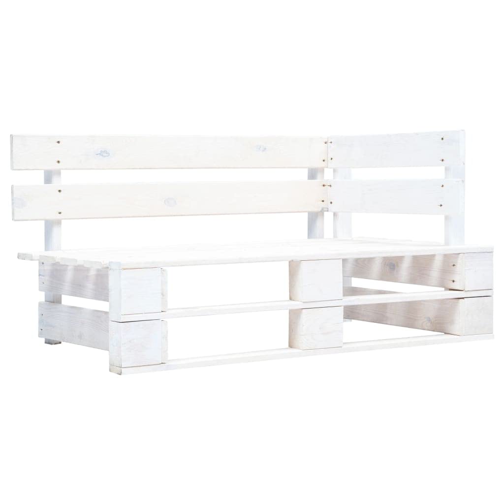 Banco de exterior estilo palé, banco esquinero de madera blanca para terraza, banco esquinero de jardín, diseño de paletas de madera de pino tratada a presión, duradero y resistente a la