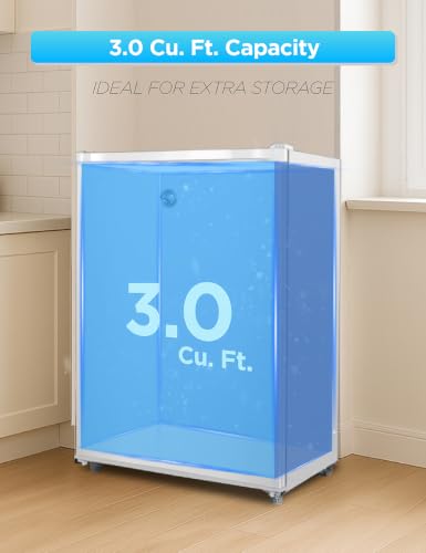 Image of Commercial Cool 3.0 Cu. Ft. Upright Freezer with 2 Removable Glass Shelves, Reversible Door, Adjustable Thermostat, Mini Freezer with Space Saving Flat Back, Manual Defrost, CCUL30W, White