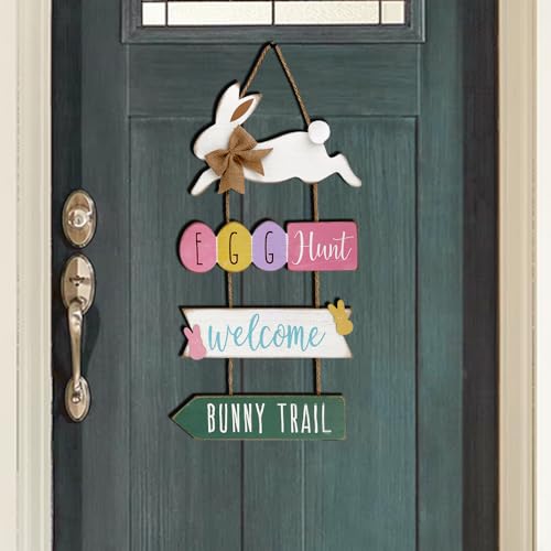 Easter-Decorations-Door-Hanger-4Pcs-Rustic-Wooden-Easter-Bunny-Welcome-Sign-Egg-Hunt-Easter-Decor-Easter-Hanging-Door-Decorations-for-Wall-Home-Indoor-Outdoor-Spring-Decor-Supplies Easter Decorations Door Hanger 4Pcs Rustic Wooden Easter Bunny Welcome Sign Egg Hunt Easter Decor Easter Hanging Door Decorations for Wall Home Indoor Outdoor Spring Decor Supplies