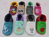  pinkeSterne ☆ Lederpuschen Puschen Krabbelschuhe Hausschuhe Mädchen Junge Name