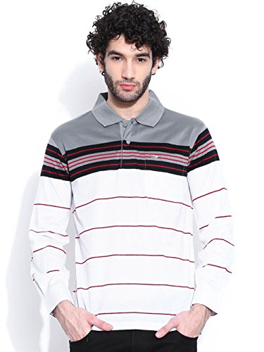 Cotton Blend Stripped Polo Collar 