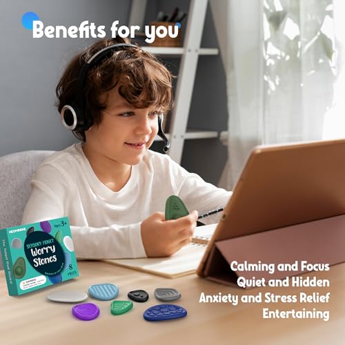 Fidget Toys Adults Sensory Stone: 8 Pack Textured Worry Stones for ADHD Kids Calming Down-Soothing Sensory Toys for Anxiety Relief-Mini Desk Toys for Calm Down-Student Classroom Prizes Fidget Toys - Image 3