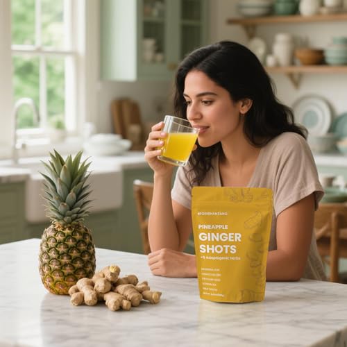 Pineapple Ginger Shots, Ginger Powder | Turmeric Supplement, Magnesium, Vitamin C, D, B12 | Digestive Health & Antioxidant | Gluten Free, Non-GMO | 6.35 Oz, Spoon Provided - Image 3