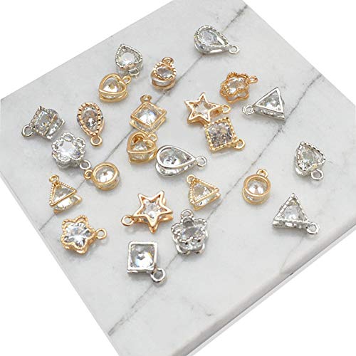 20PCS Cubic Zirconia AlloyÂ Pendants, Crystal Pendants Charms for DIY Necklace Jewelry Making