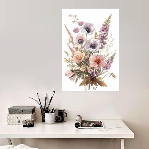 Impression sur toile fleurs WODJEM pour salon moderne encadrée - 2