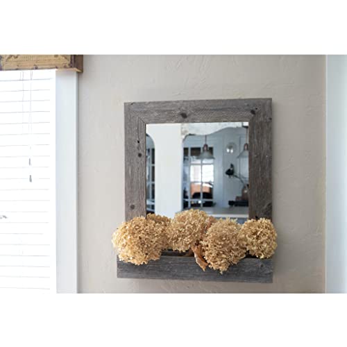 Barnwoodusa Large Farmhouse Mirror With Reclaimed Wood Shelf | Rustic Wall Décor | Weathered Gray #TOP4